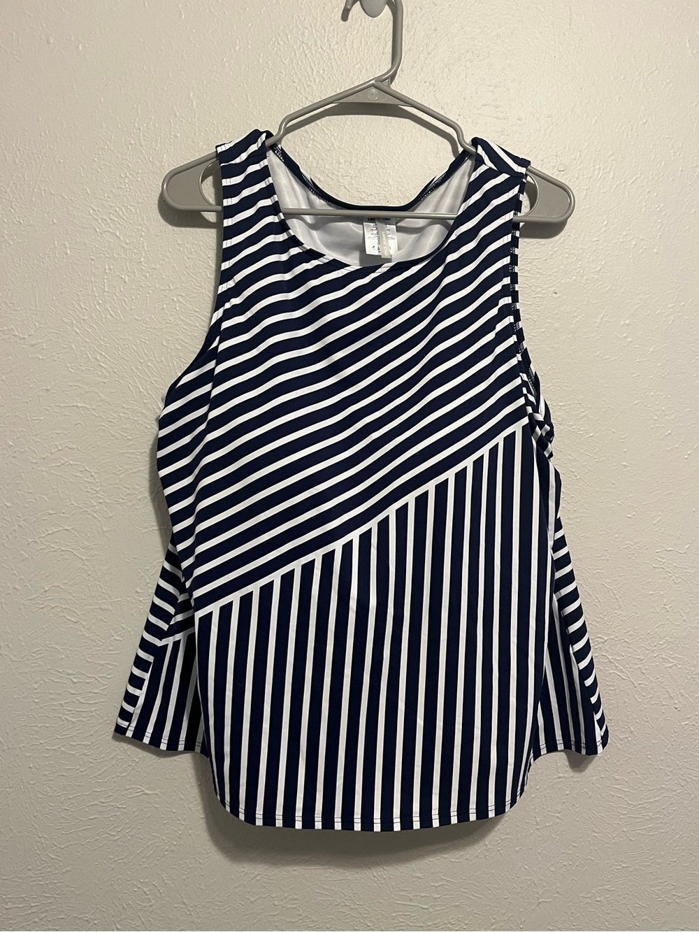 Lands' End Navy White Striped Wide Strap Supportive Tankini Swim Top Size 20W